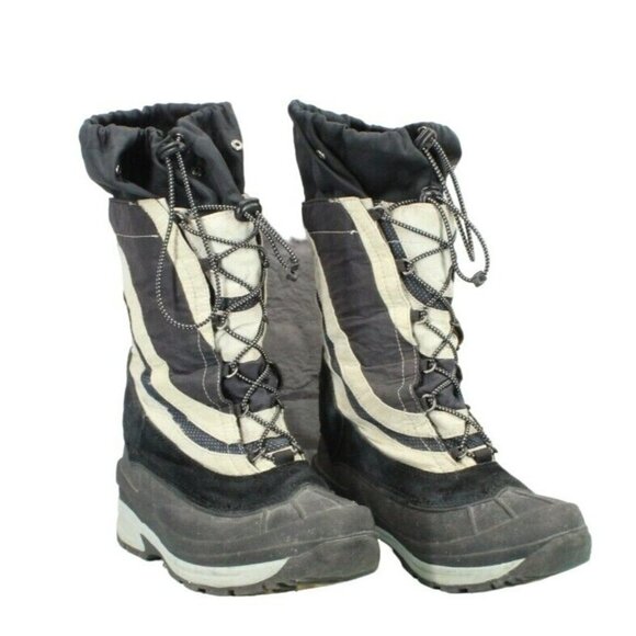 LL Bean Black Nylon Lace Up Waterproof Knee High Snow Boots Size 8 main image 7